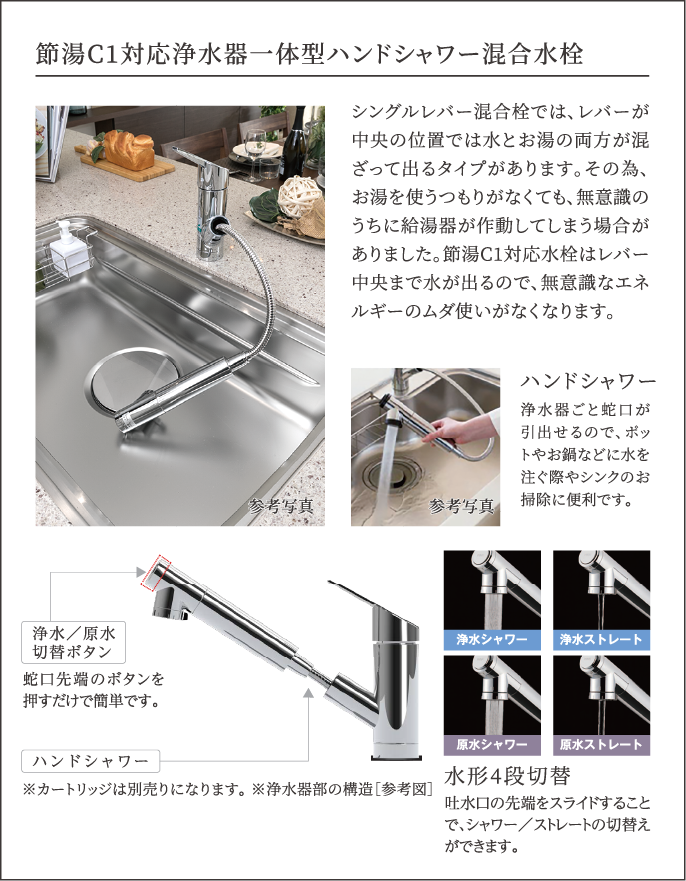 節湯C1対応浄水器一体型ハンドシャワー混合水栓